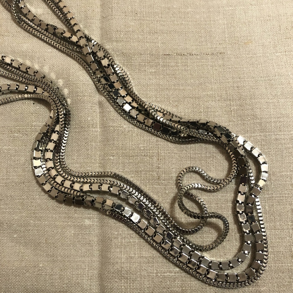 Silver multi strand chain necklace